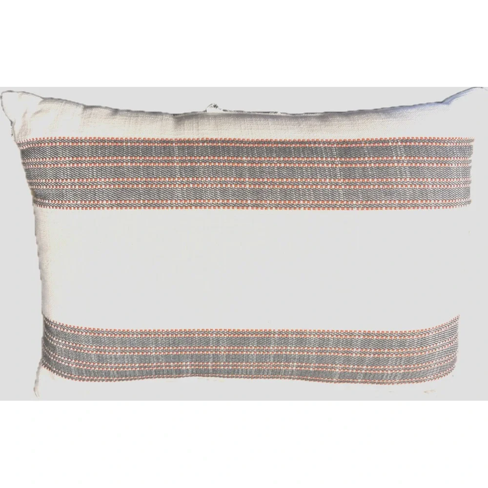 Linen pillow Hearth & Hand™ with Magnolia cream w/ black & red-orange stripe